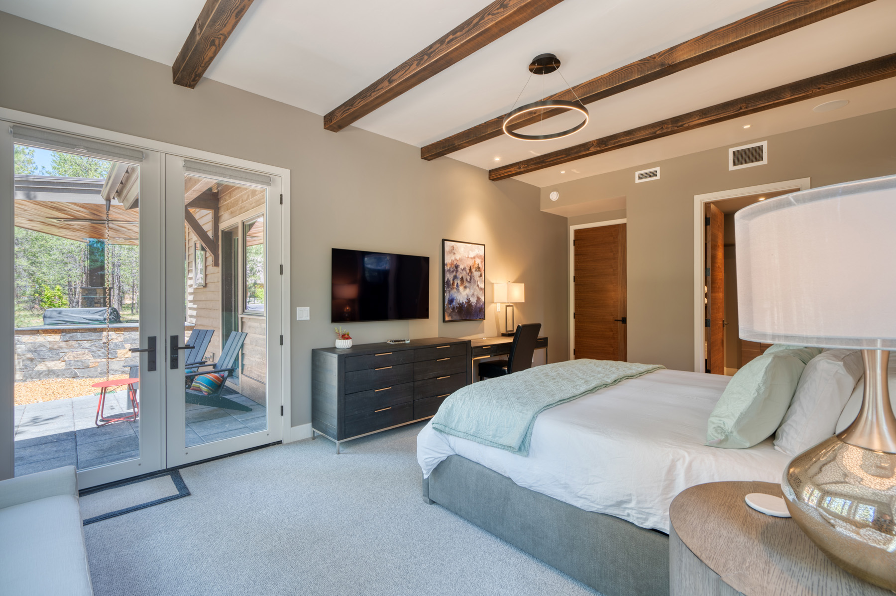 Primary suite—bedroom view back to seating area